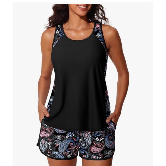 Summer Mae Blouson Tankini Swimsuit 2025 Tummy Control top + Swim Shorts 18W - Picture 1 of 13